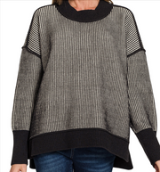 Exposed Seam Two Tone Sweater