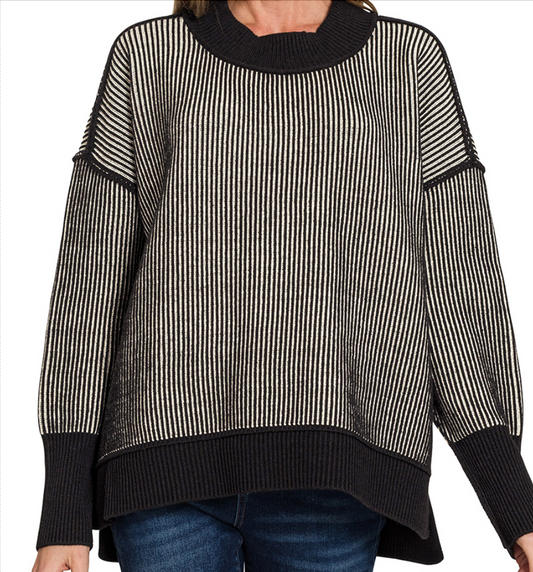 Exposed Seam Two Tone Sweater
