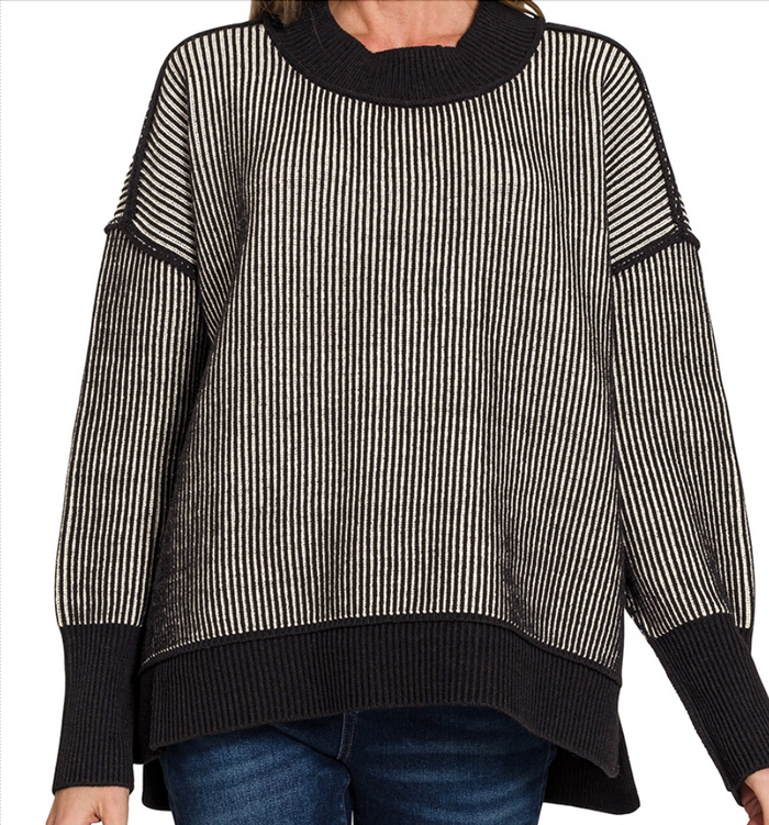 Exposed Seam Two Tone Sweater